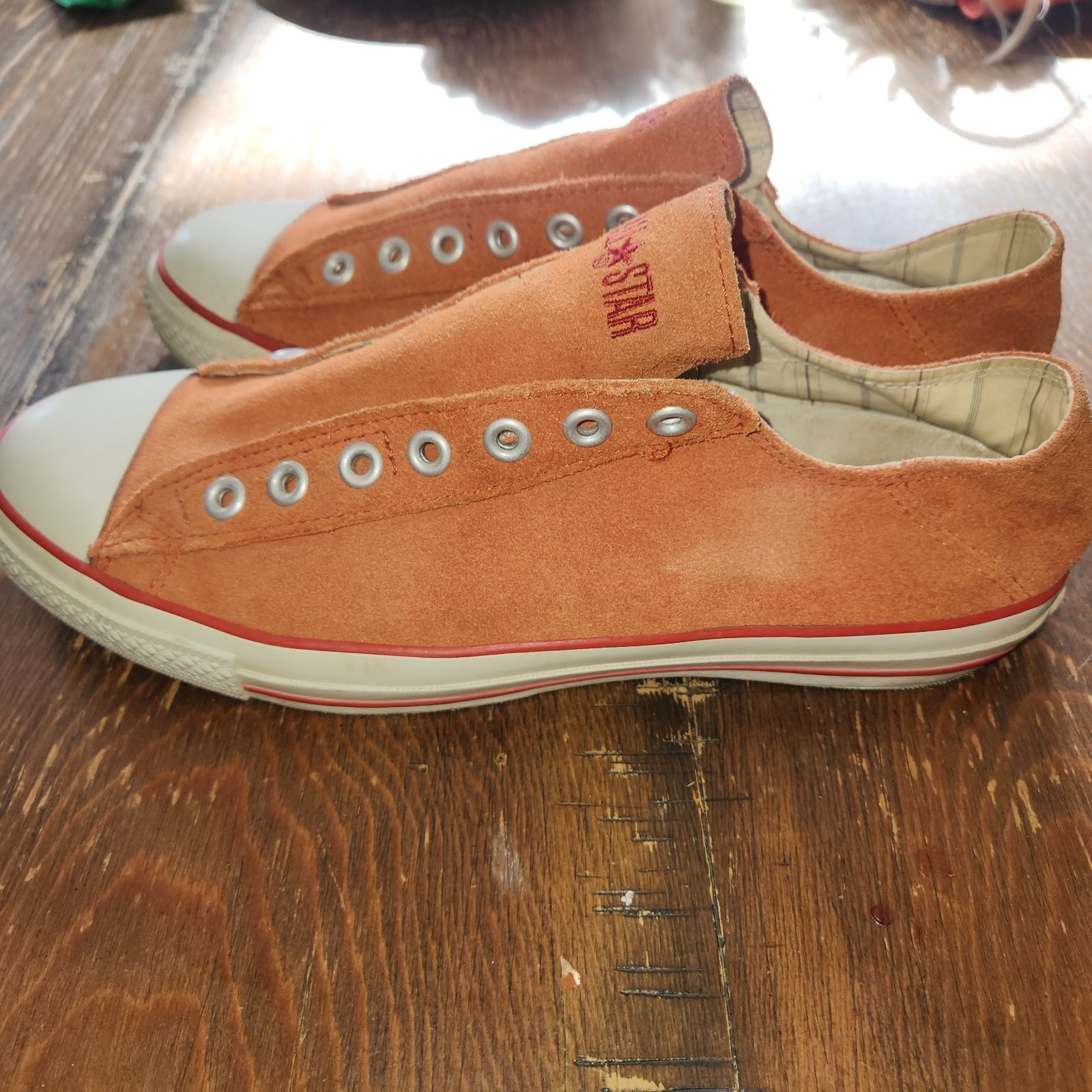 Converse Chuck Taylor Orange Suede Slip On Sneakers Mens 9.5 Womens 11.5 thumbnail 6