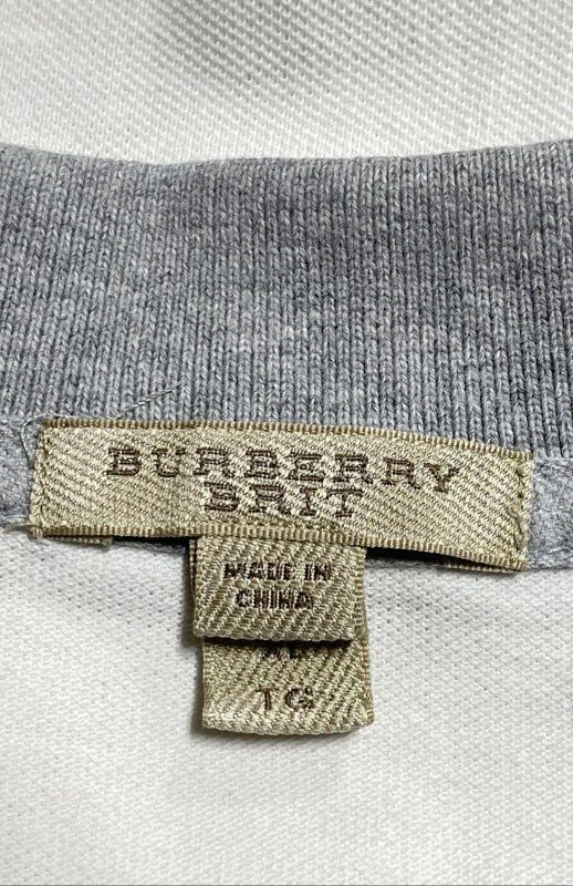 Camisa polo Burberry Brit blanca gris bloques de color piqué algodón para hombre L Foto 3 de 4