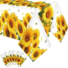 6 Pcs Sunflower Tablecloth Decorations Disposable Plastic Rustic Floral Table...
