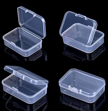Clear Small Plastic Storage Box Boxes W/ Lids Office Stackable Rectangular UK