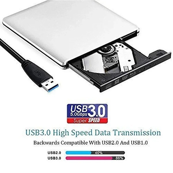 Woopker Grabadora Blu-ray USB3.0 Tipo C Unidad Delgada 3D Reproductor de DVD DVD+/-RW Lector Me
