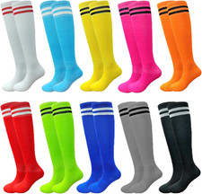 10 Pairs Kids Soccer Socks Stretchy Knee High Tube Colorful Football Athletic Te