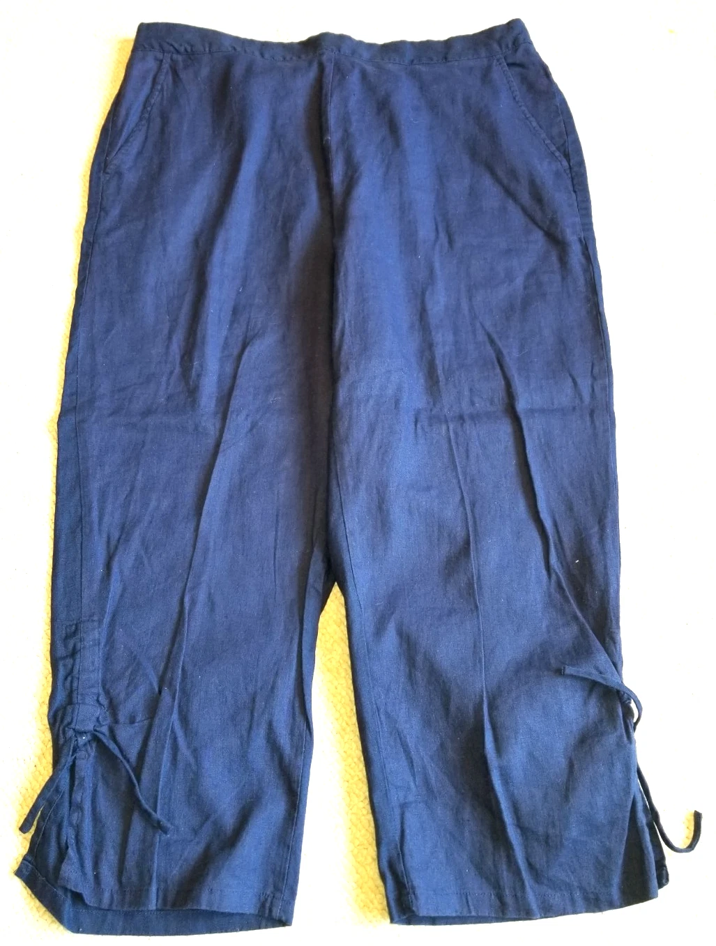 Womens Pants-HABITAT-navy linen/cotton blend cinched hem capri Coastal Resort-L
Opens in a new windo
