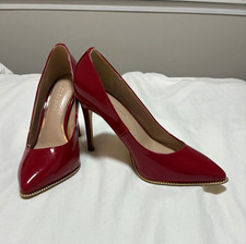 BCBGeneration Red Patent Leather Pointed Toe Stiletto Pumps Size 7 Chain