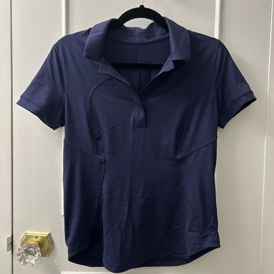 Lululemon Quick-Dry Short Sleeve Polo Shirt Night Sea Navy Blue Size 6