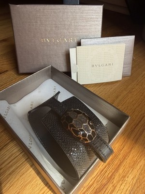 Rare Bvlgari Serpenti Wide Cuff Black Metallic Bracelet