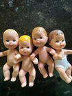 4 Vintage 1973 Mattel Barbie Babies Baby Krissy Dolls 2.75”  brown & blonde hair