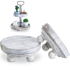 Yalikop Set of 2 Mini Wood Risers for Decor Round Wooden Riser Small Wooden S...