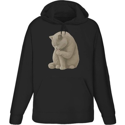 Hoodie / Kapuzenpullover ''British Shorthair Cat Licking Paw'' für Erwachsene (HO056664)