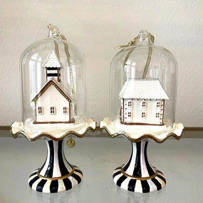 NEW Mackenzie-Childs Gingerbread Cloche Ornaments Set of 2 Christmas Decor 