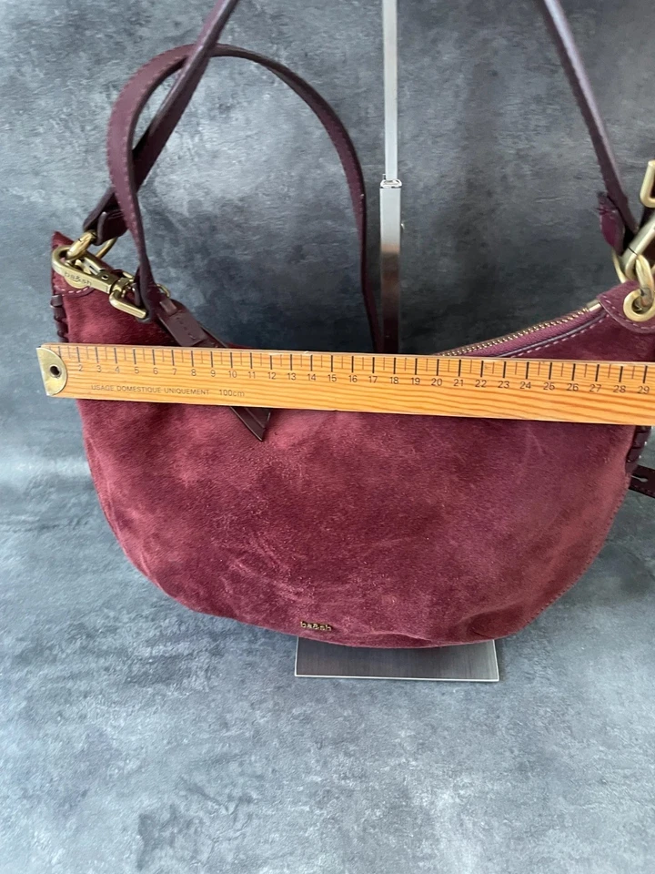 Sac à main bandoulière Ba&sh rouge bordeaux cuir daim Swing - Photo 3/4