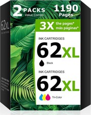 62XL Ink Cartridges Black  Color Combo Pack Replacement for HP 62 XL Printers