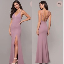 V-neck Formal Prom Dress Mauve Color  Size Médium 