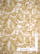 Aerial View Map Fictional Land Mass Maps Beige Cotton Fabric QT Aviator - Yard