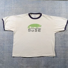 Y2K vintage SUSE shirt, size XXL, Linux, tech, ringer, openSUSE, rare, boxy