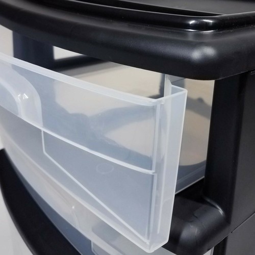 Homz 4 Medium Drawers Storage Cart, Black Frame/Clear Drawers w/Wheels, Set of 1 - Picture 3 of 10