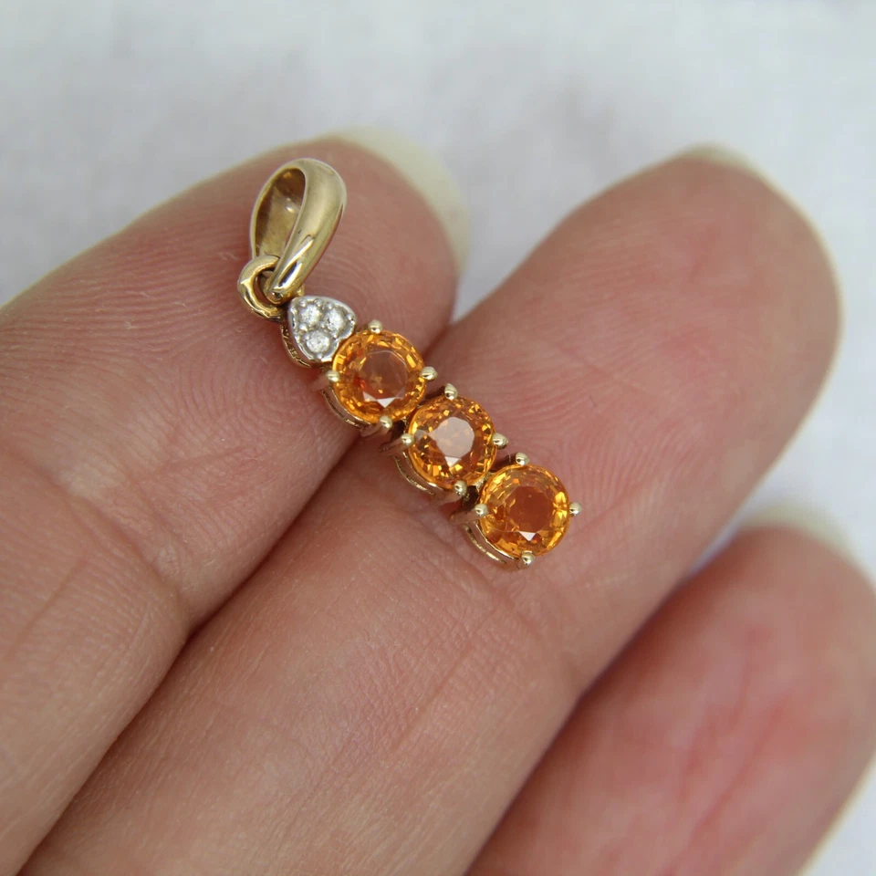 Colgante de circón turmalina naranja oro 9 quilates Foto 3 de 4