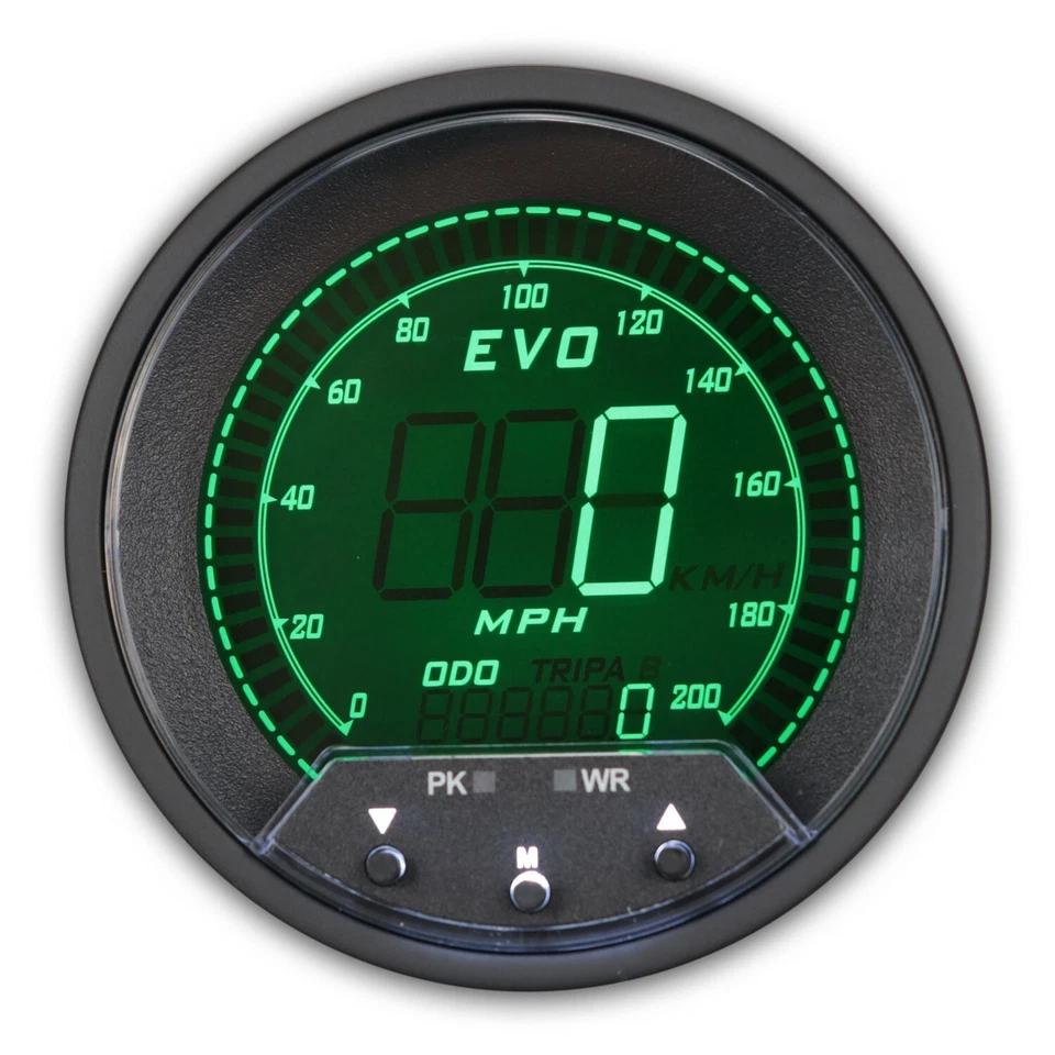 EVO 85mm Digital GPS Speedometer 200 MPH 4 Color LCD Trip Peak Recall & Warning - Image 3 of 4