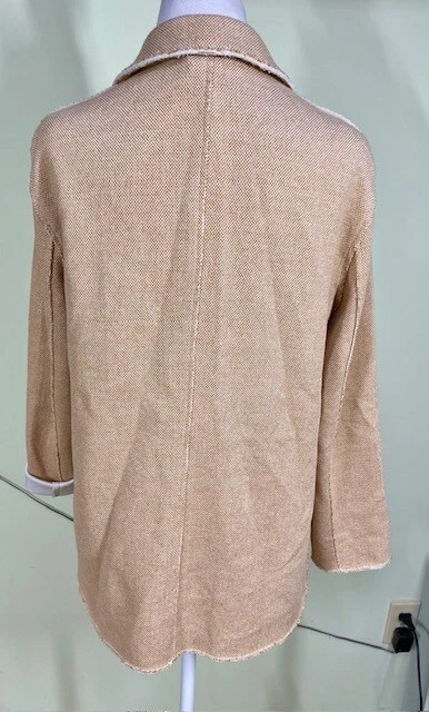 Blazer TOPSHOP Mujer Talla 8 Paja Borde Crudo Abierto Carrera Minimalista Preppy Beige Foto 4 de 4