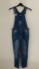 Boohoo Blue Denim Dungaree Jeans Size UK 12