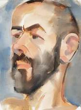 ORIG. OIL PAINTING 9"x12" Male Portrait  #2 by G.Freeman US 