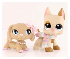 2pcs LPS Pink Dachshund 909 Brown Great Dane 1647 Toys Collect lps Pets Kids