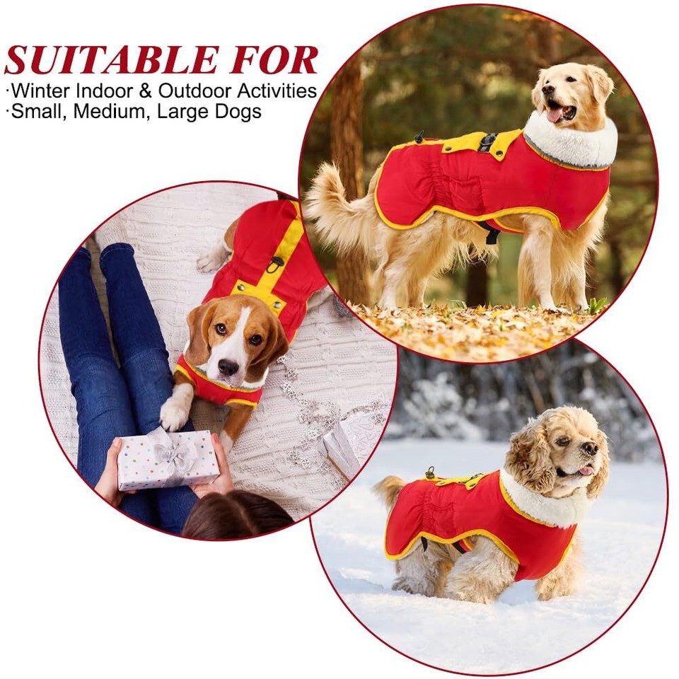 EMUST Winter Dog Coat Soft Thick Fleece Lining Warm Dog Jacket for