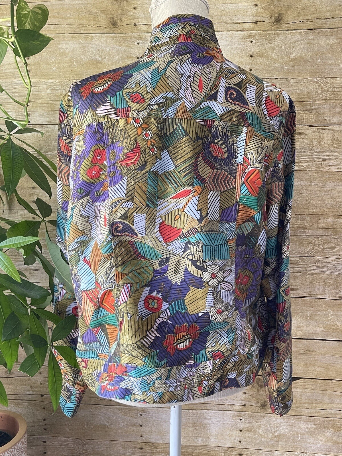 Chicos 2 Silk Jacket Womens Patchwork Floral Open… - image 7