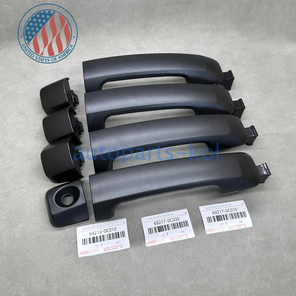 New Set of 4 Exterior Door Handles Black For 2007-2018 Toyota Tundra 69210-0C010 Foto 4 de 4