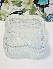 Small Lead Crystal Clear Ring Trinket Box Square Shaped W Circle Design Romania