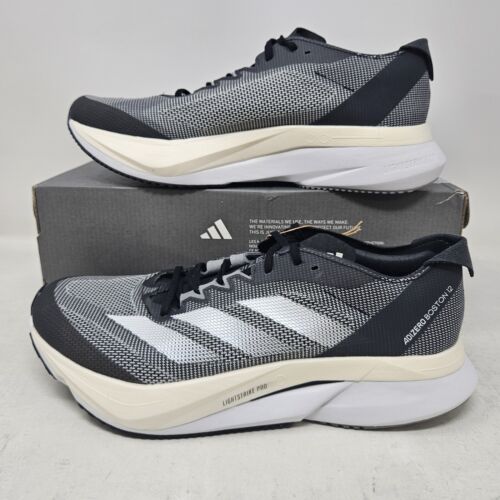 Men's Adidas Adizero Boston 12 Low Elite Running Shoes / Black White / ID4234 - Picture 1 of 5