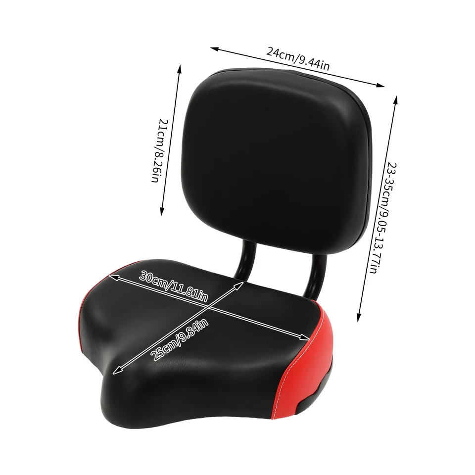 Bike Seat with Backrest Saddle, Bicycle Tricycle Wider Seat Cushion Replacement - Image 3 of 4