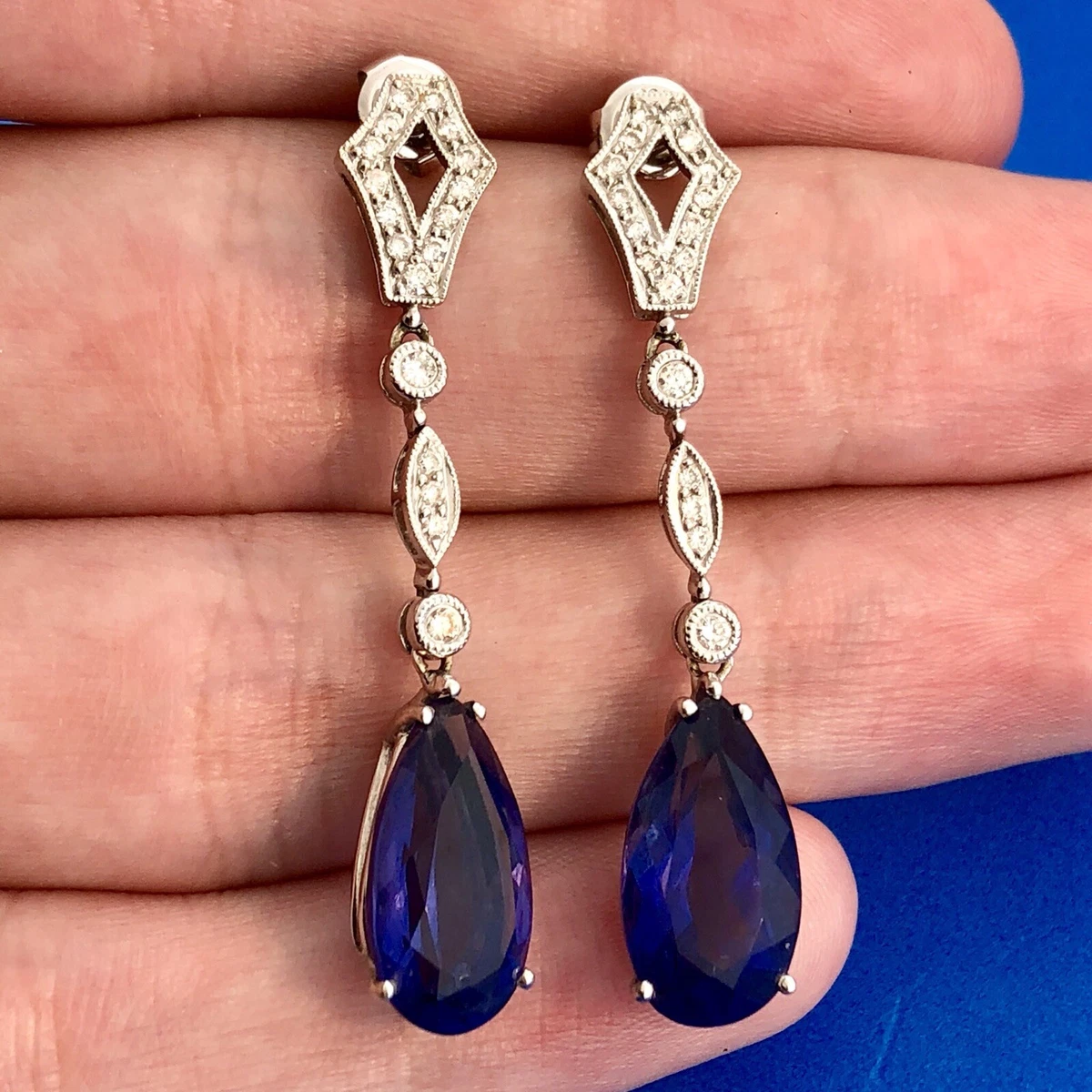 White stone dangle online earrings