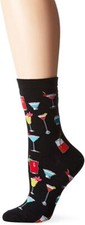 Hotsox Womens Tropical Drinks Socks, Black, 1 Pair, Womens Shoe 4-10