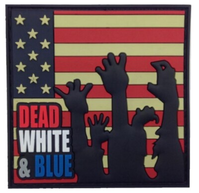 Dead White & Blue Morale Patch, Zombie American Flag Red