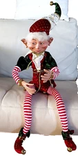 K&K Interiors Maybe Christmas Elf  Jester Bendable Poseable Arms and Legs