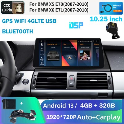 10,25''Android Auto CarPlay GPS Touchscreen für BMW X5 E70 X6 E71 CCC 2007-2010