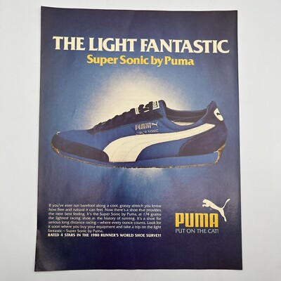 Puma Super Sonic Shoes 1979 Vtg Print Ad 8''x10.5'' running the light fantastic
