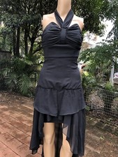 Vtg 80s Shutte Boss cocktail draped black mini dress 8