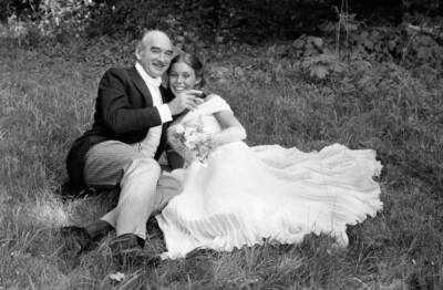 Eddie Barclay and Beatrice Chatelier on their wedding day on June 5- Old Photo