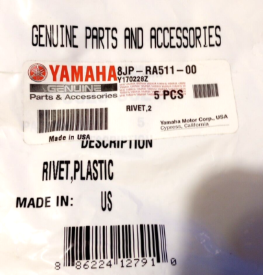 Yamaha SRViper, Sidewinder Rivet NOS 8JP-RA511-00 Qty. 5 (L-7837