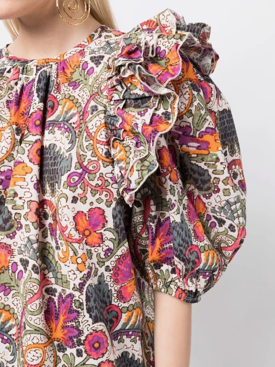 Rhode Nino Ruffle Lamu Mini Floral Puff Sleeve Detailing Blouse Top Size Large View 3