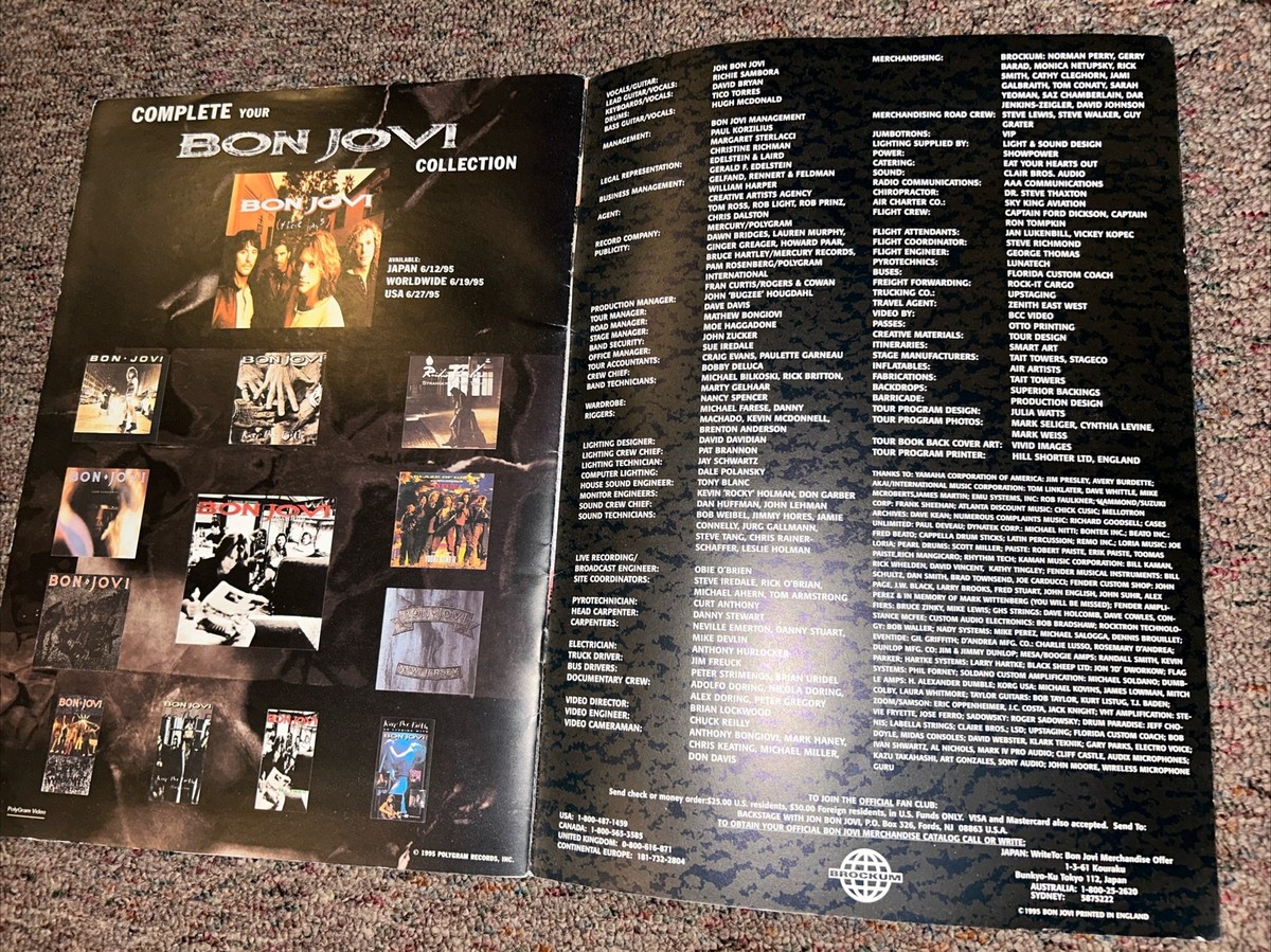 Bon Jovi Concert Program 1995 These Days Tour Jon Bon Jovi | eBay
