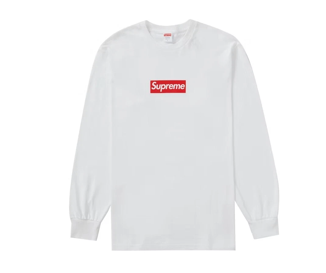 T shirt blanc Supreme manches longues logo boîte taille homme grand ÉPUISÉ