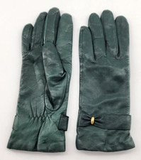 VTG Grandoe Green Soft Warm Faux Leather Women's Gloves Acrylic Lined Size Small