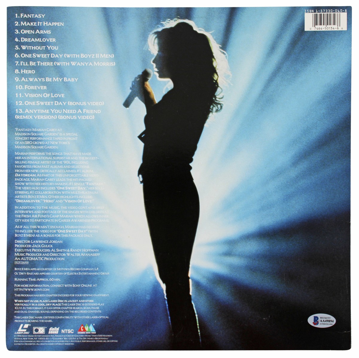 Mariah Carey Signed Fantasy: Madison Square Garden Laserdisc