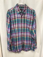 Alan Flusser Plaid Large Long Sleeve Cotton Button Down Shirt B15