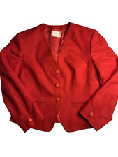Vintage Pendleton 100 Virgin Wool Red Blazer Jacket Women Size 10 Old Money