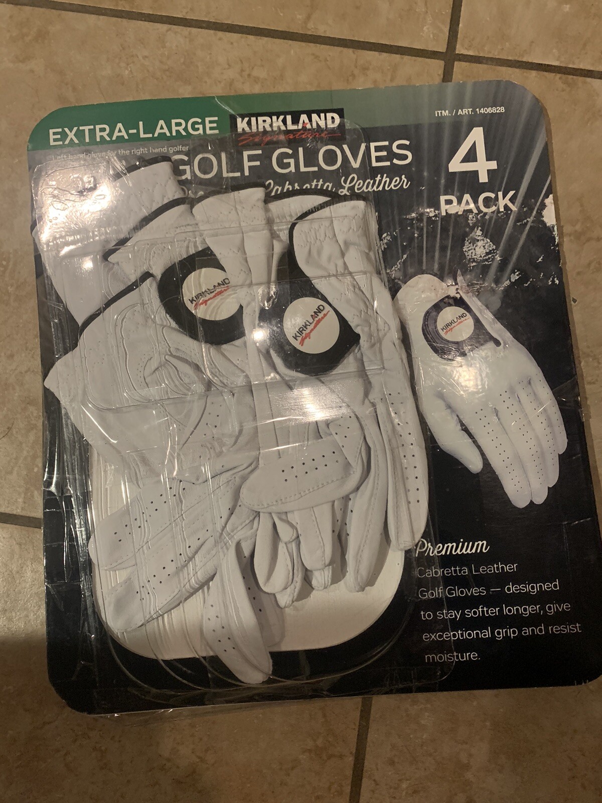 Kirkland Signature Golf Gloves Premium Cabretta Leather, Medium/Large (4 Count)