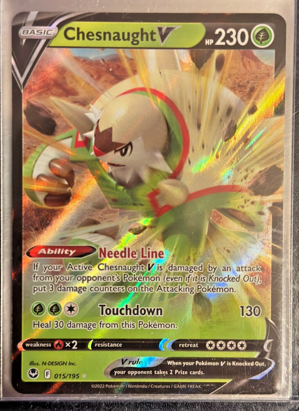 Pokemon TCG Chesnaught V - 15/195 - SWSH Silver Tempest - Ultra Rare